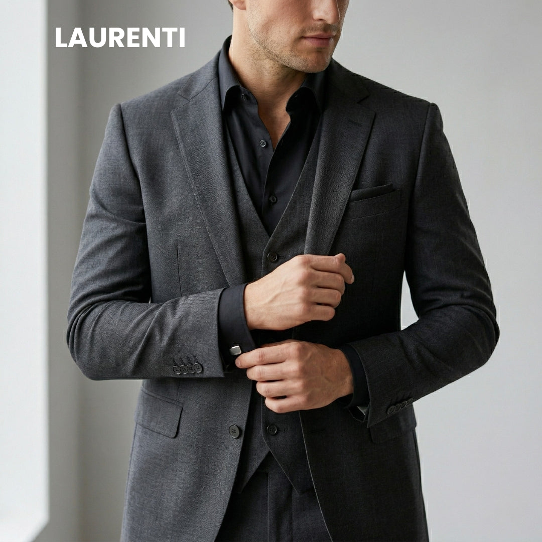 Traje Formal Slim Fit Gris Oxford – 3 Piezas