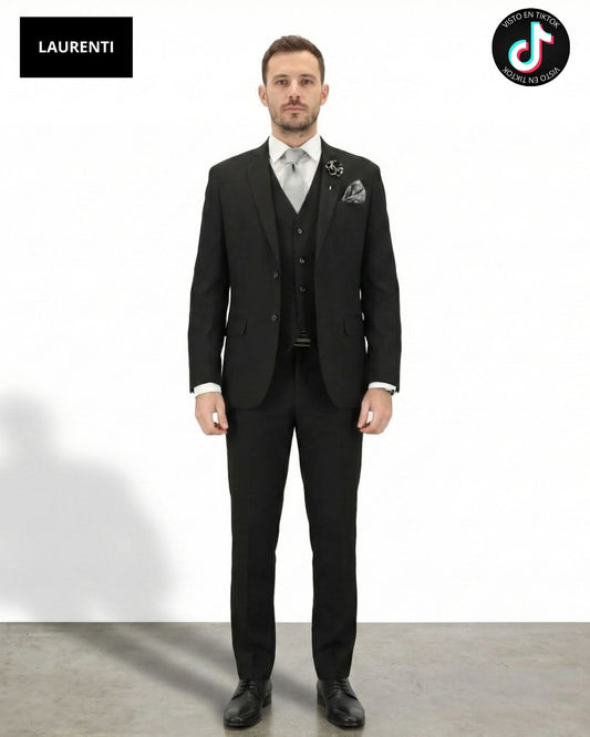 Traje Formal Slim Fit Negro – 3 Piezas