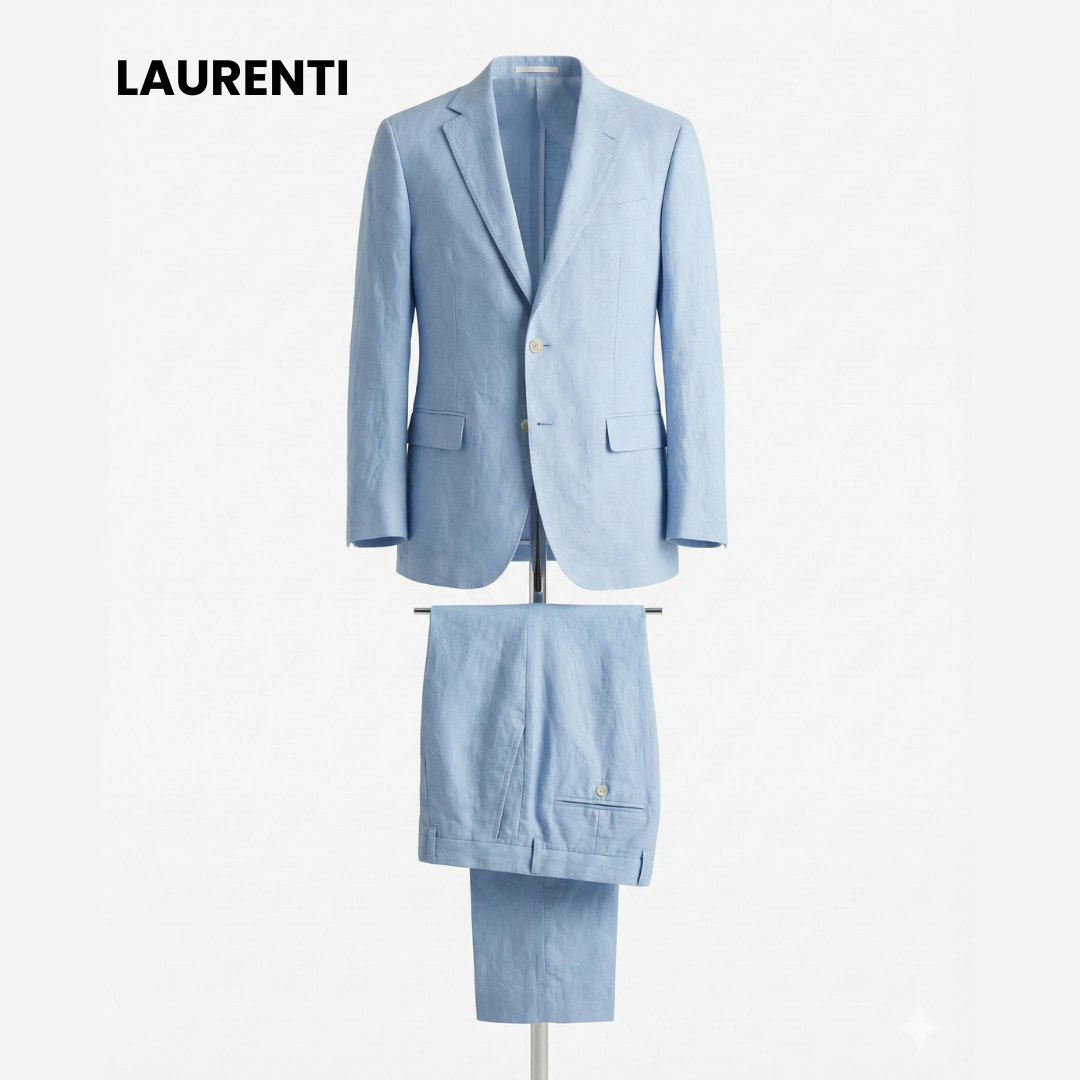 Traje Regular Fit Azul Cielo – 2 Piezas en Lino