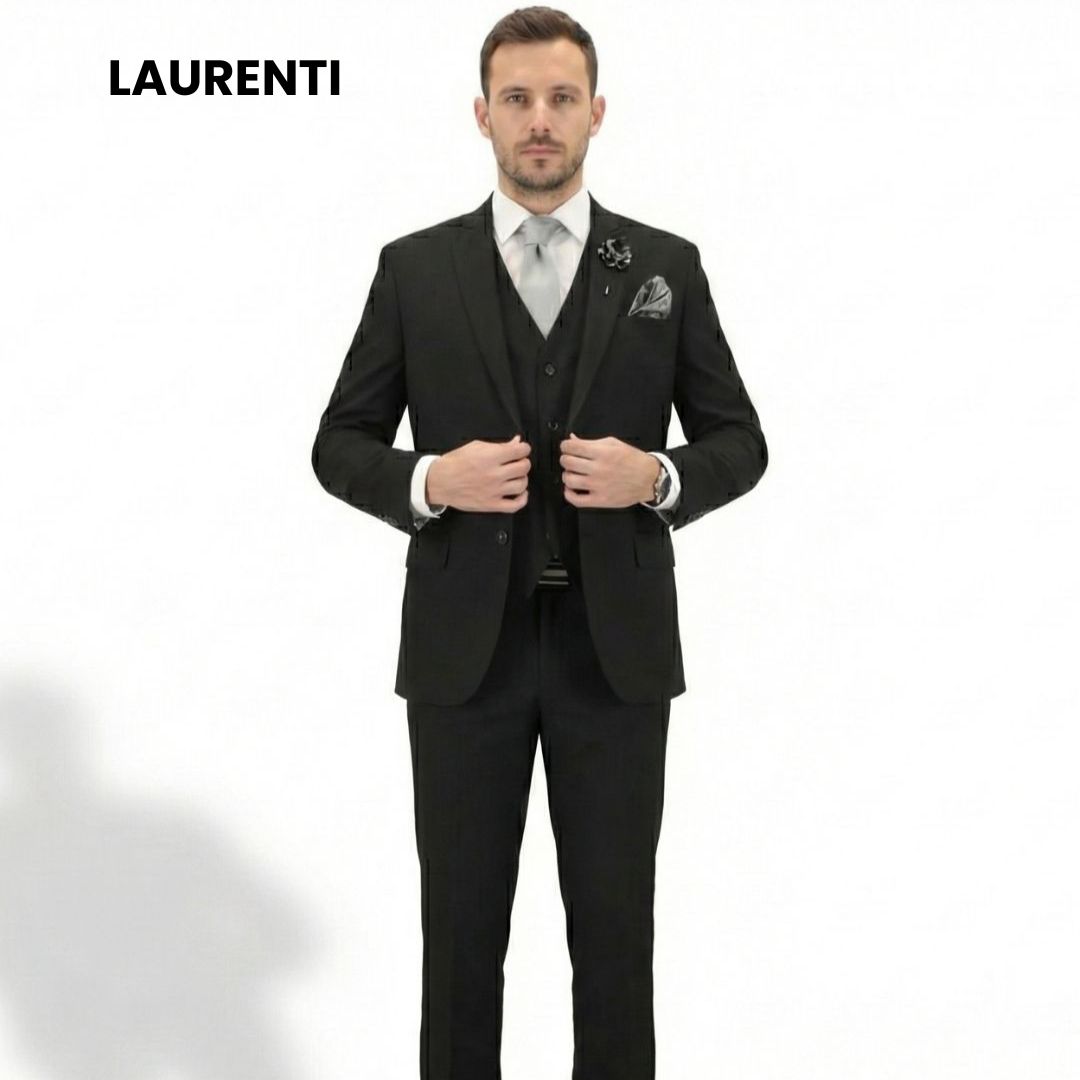 Traje Formal Slim Fit Negro – 3 Piezas