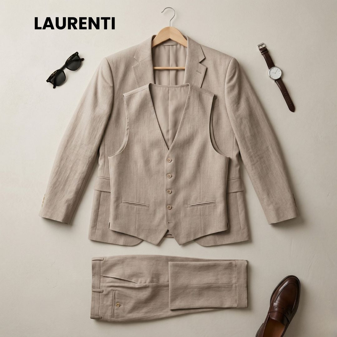 Traje Formal Slim Fit Beige – 3 Piezas