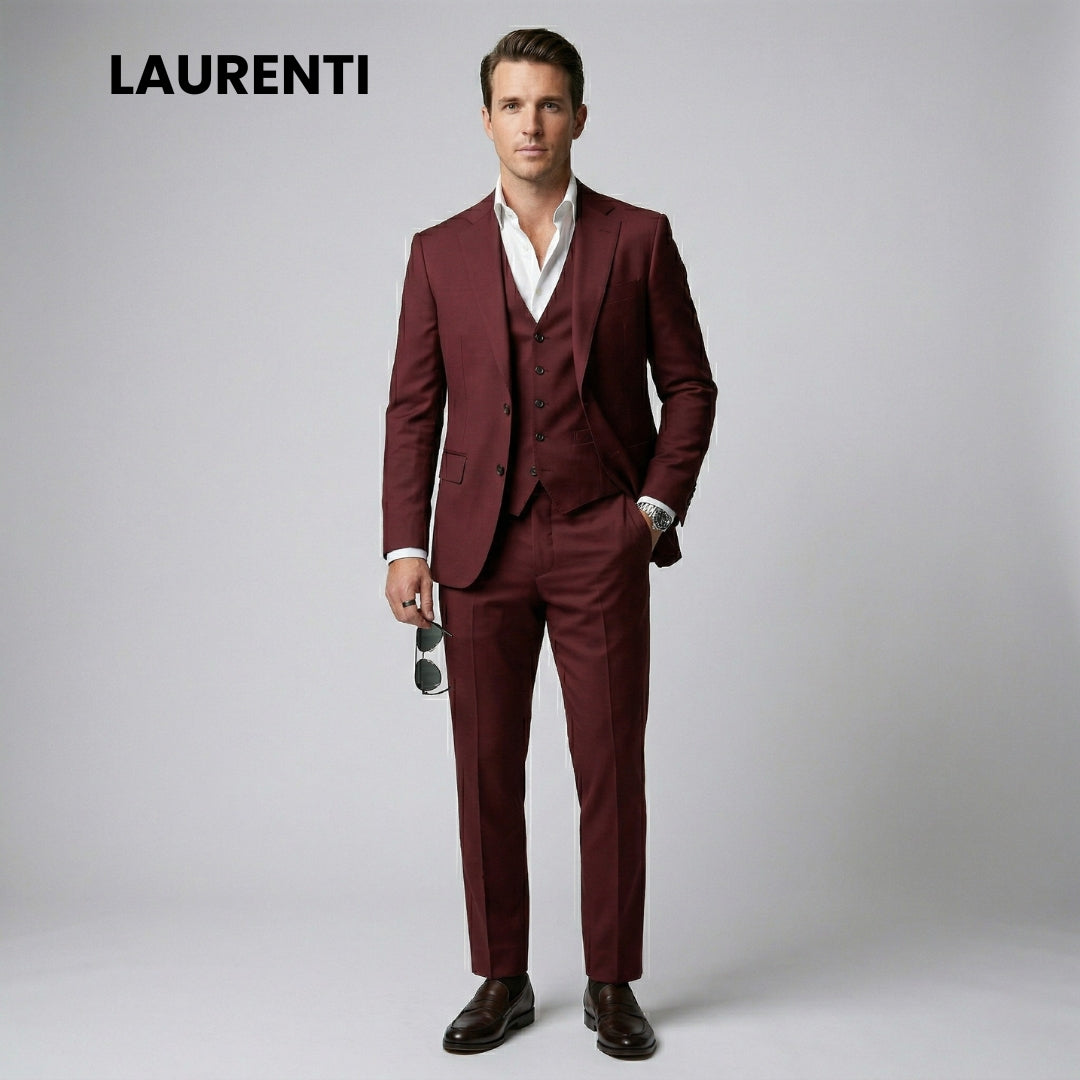 Traje formal color vino slim fit 2 piezas para hombre