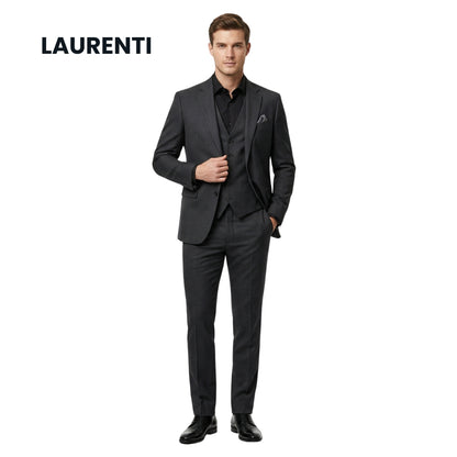 Traje formal gris Oxford slim fit 3 piezas para hombre