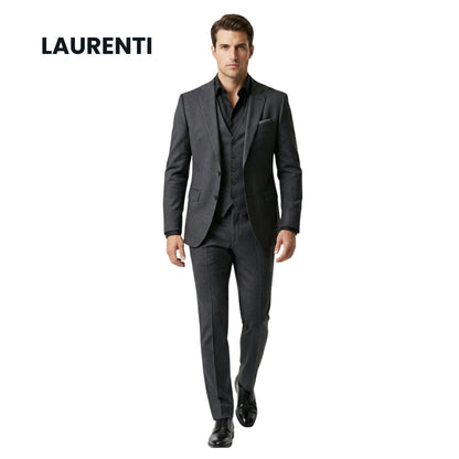 Traje Formal Slim Fit Gris Oxford – 3 Piezas