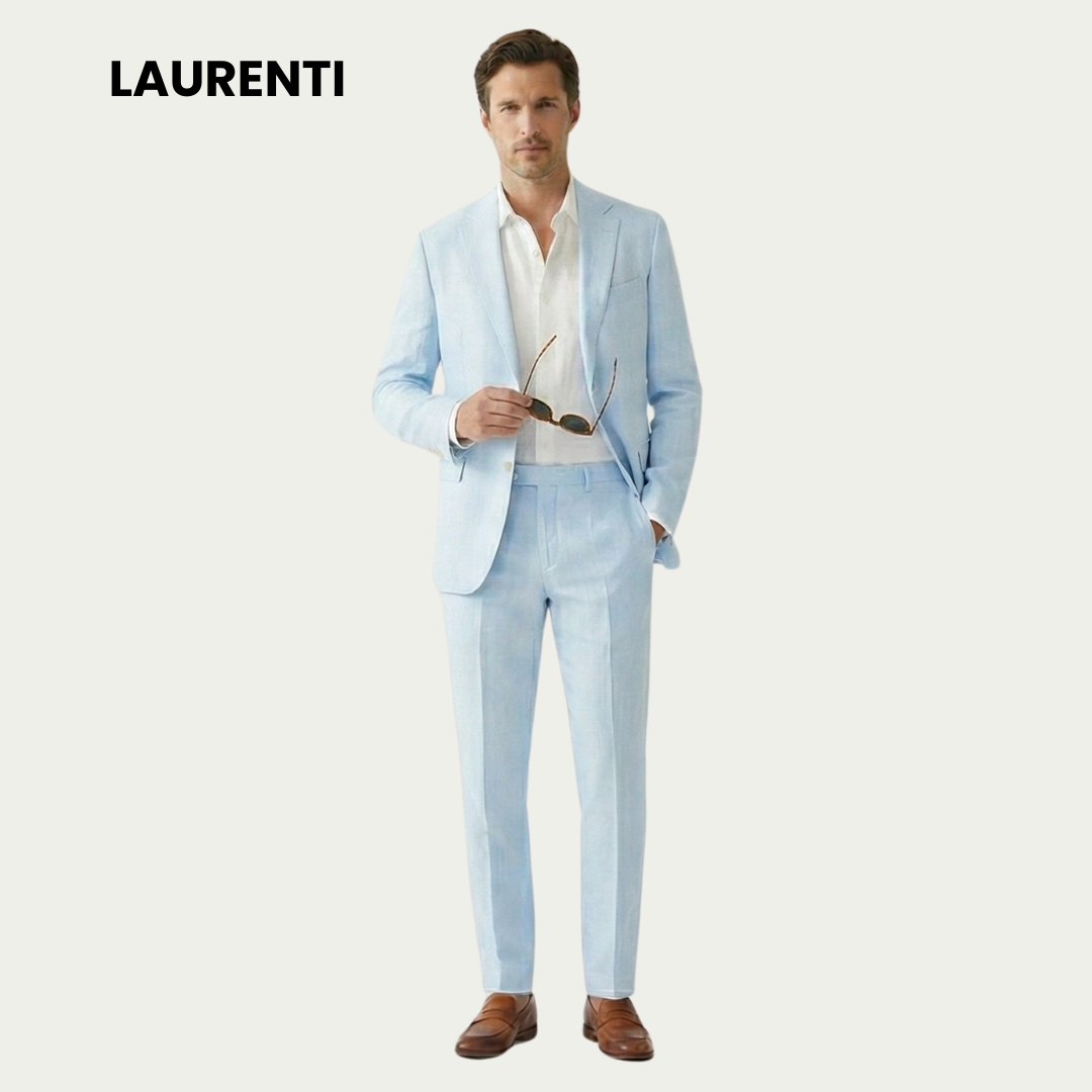 Traje Regular Fit Azul Cielo – 2 Piezas en Lino