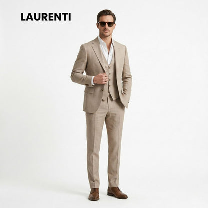 Traje formal beige slim fit 3 piezas para hombre