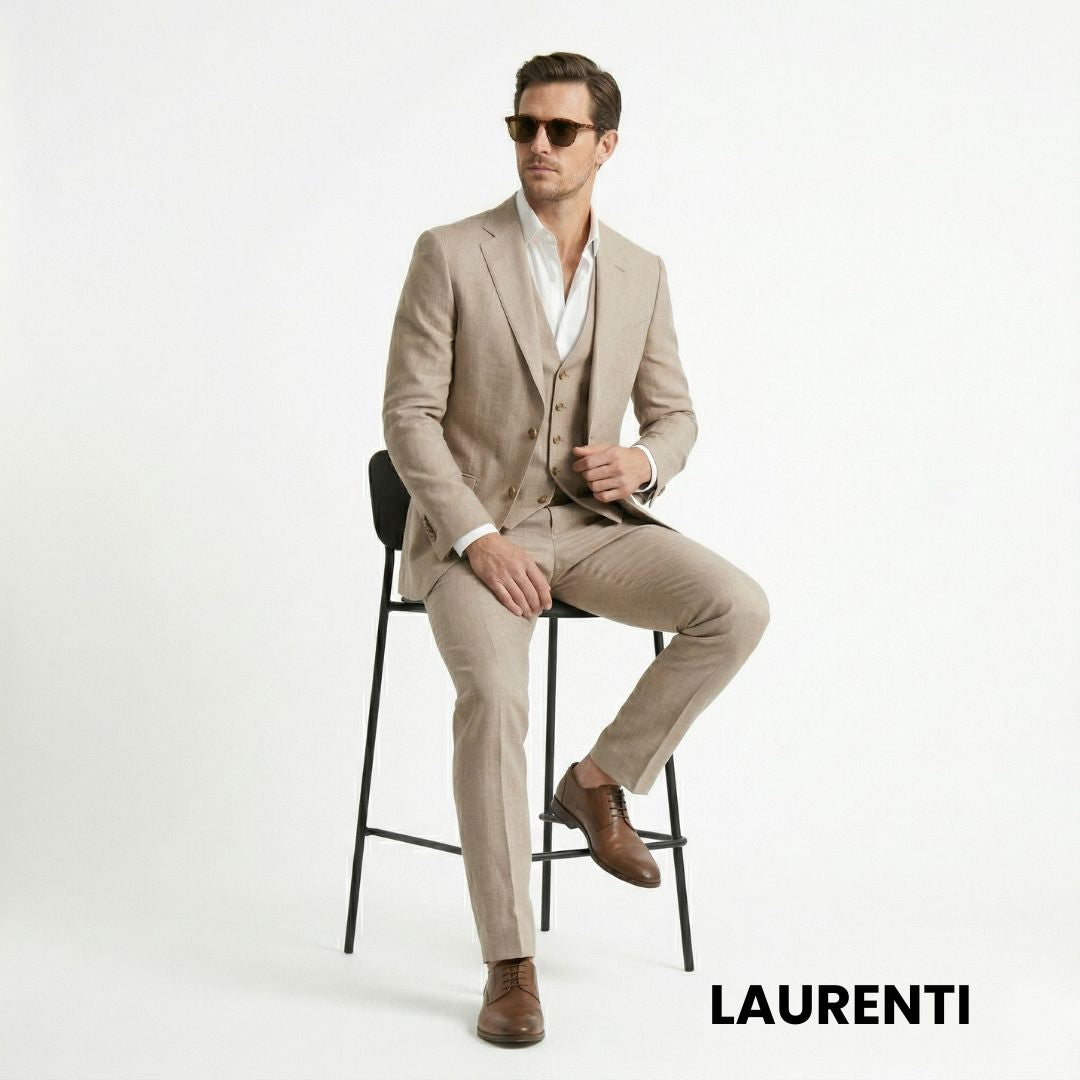 Traje Formal Slim Fit Beige – 3 Piezas