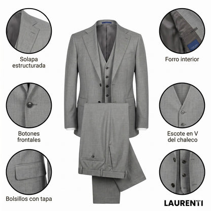 Traje Formal Slim Fit Perla – 3 Piezas