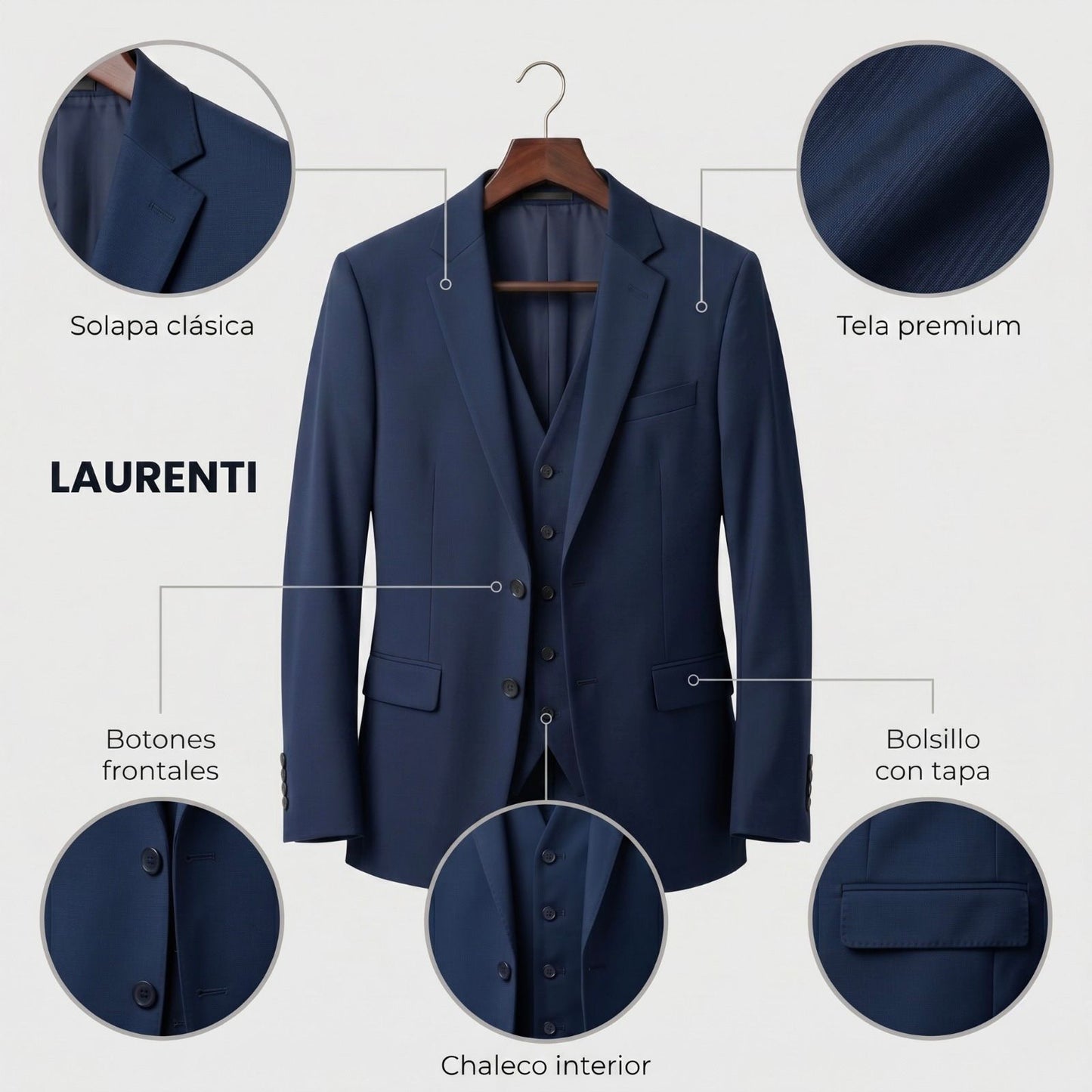 Traje Formal Slim Fit Azul Marino – 3 Piezas