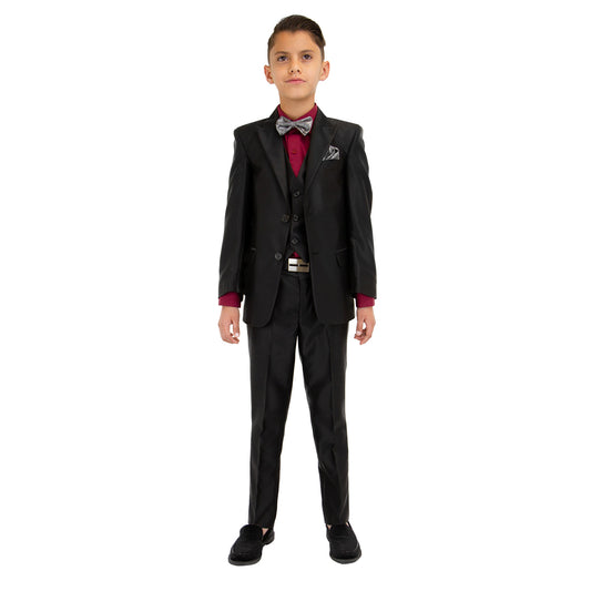 Traje SLIM Negro para niño. Outfit de dos botones en varios colores doble abertura trasera.