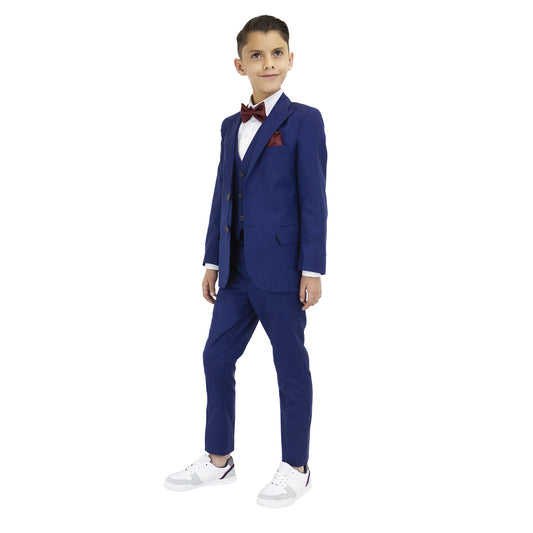 Traje SLIM Azul para niño. Outfit de dos botones en varios colores doble abertura trasera