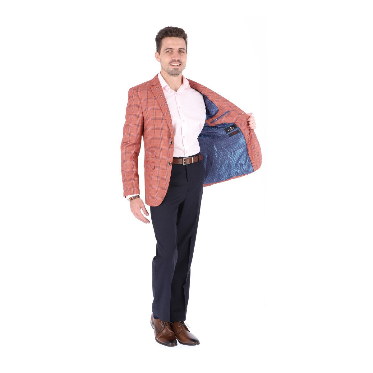 Saco SLIM color salmón. Saco para hombre de alta calidad de dos botones 100% Microfibra con doble abertura trasera. HPC Polo.