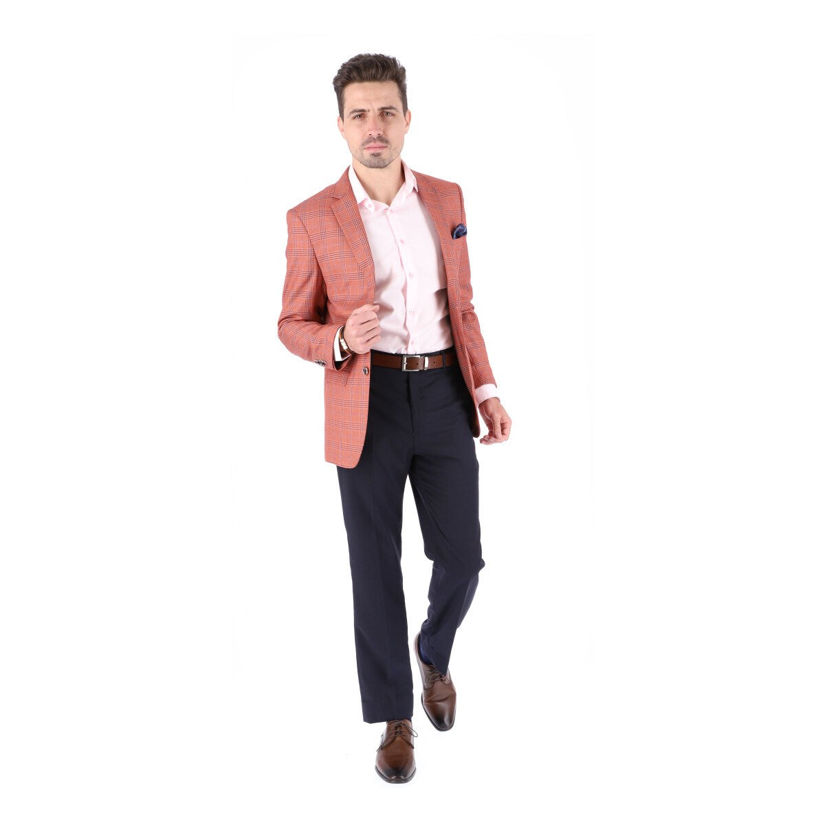 Saco SLIM color salmón. Saco para hombre de alta calidad de dos botones 100% Microfibra con doble abertura trasera. HPC Polo.