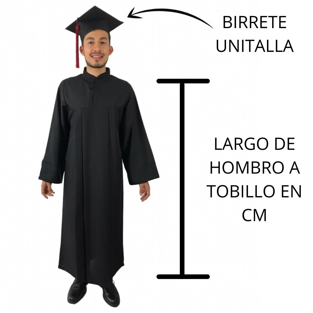 Toga y Birrete de graduación adulto. Conjunto de toga unisex con borla de colores. Vestimenta para Preparatoria Universidad Licenciatura. (VINO)