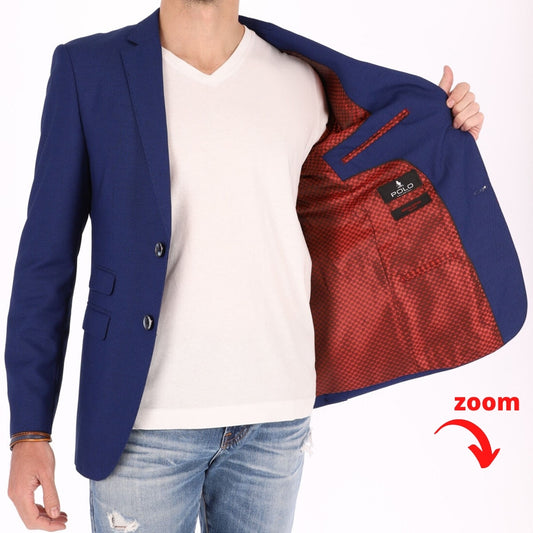 Saco SLIM color azul cobalto liso. Saco para hombre de alta calidad de dos botones 100% Microfibra con doble abertura trasera. HPC Polo.