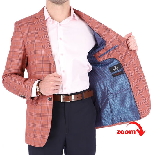 Saco SLIM color salmón. Saco para hombre de alta calidad de dos botones 100% Microfibra con doble abertura trasera. HPC Polo.